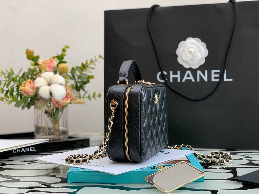 [TOP] CHANEL Vanity With Pull Out Mirror Small  - Black