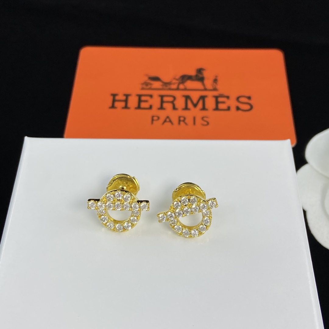 [TOP] HERMES Necklace Earrings Bracelet Ring Set - Gold