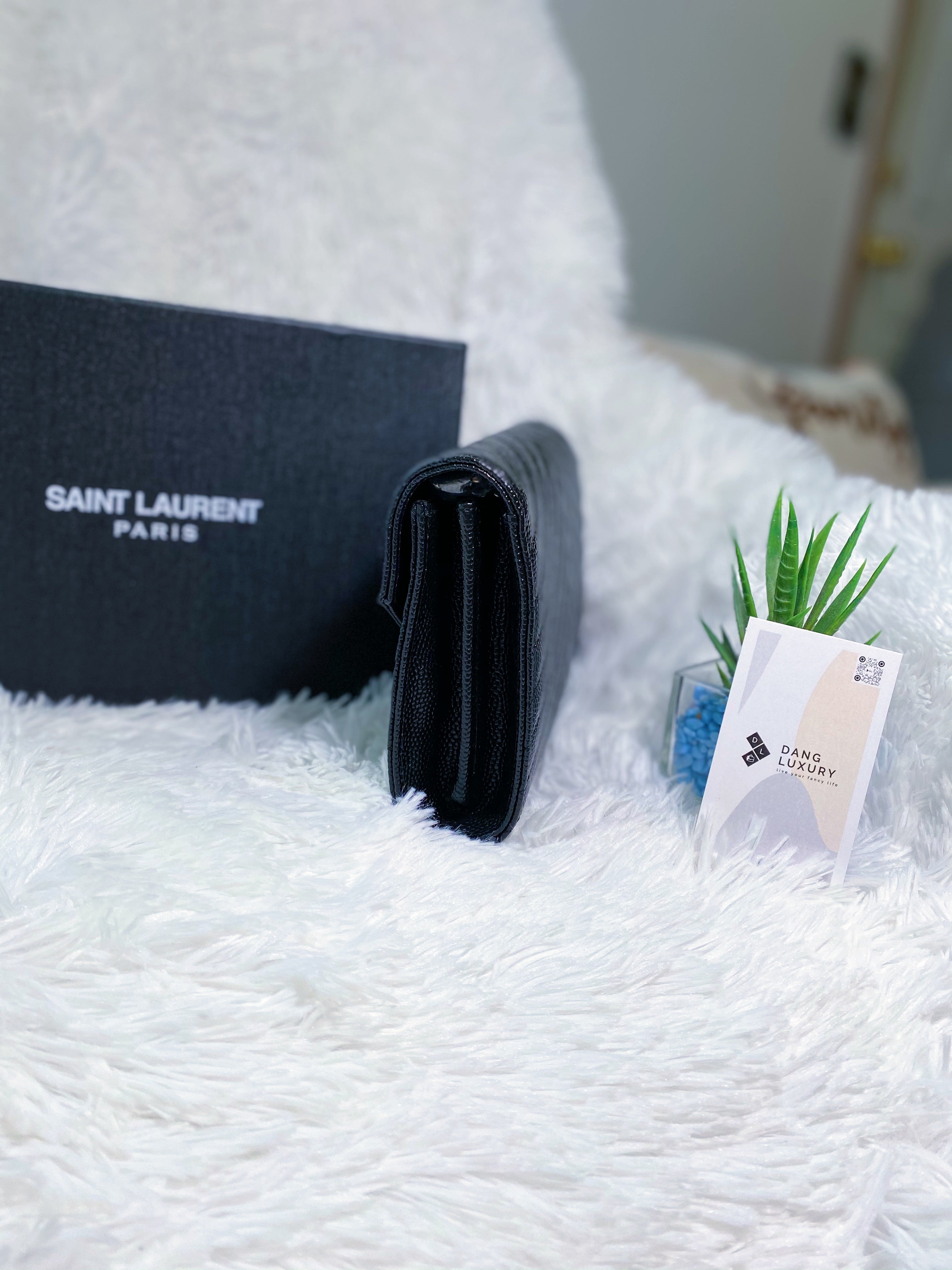 [TOP] Yves Saint Laurent YSL Monogram WOC Grain Leather - BLACK