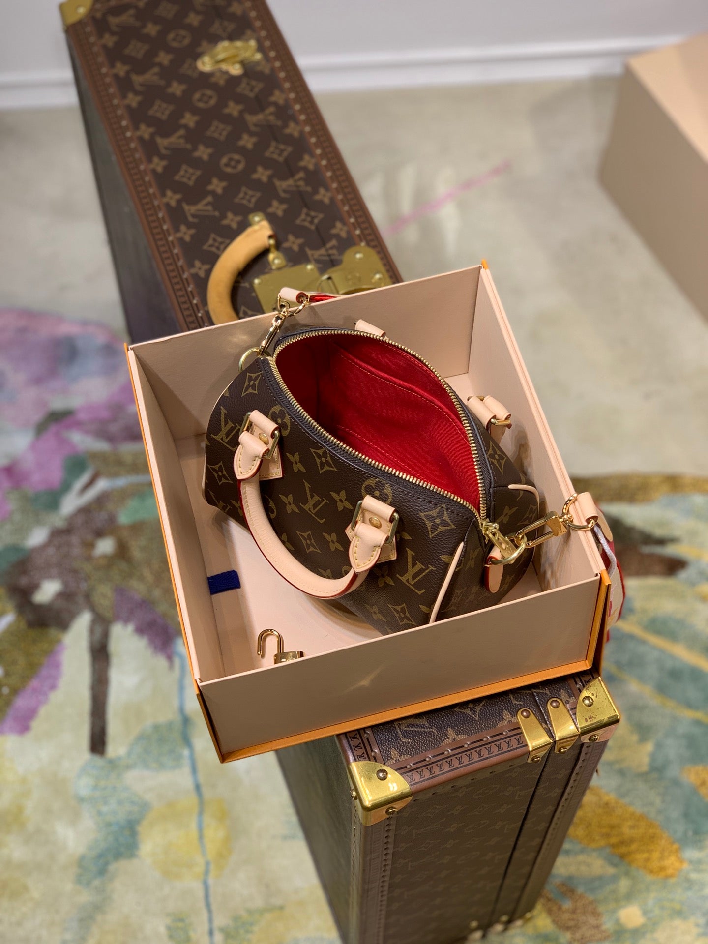 [TOP] Louis Vuitton LV Speedy 20 Monogram Crossbody Bag 20x13.5x12cm - Fuchsia