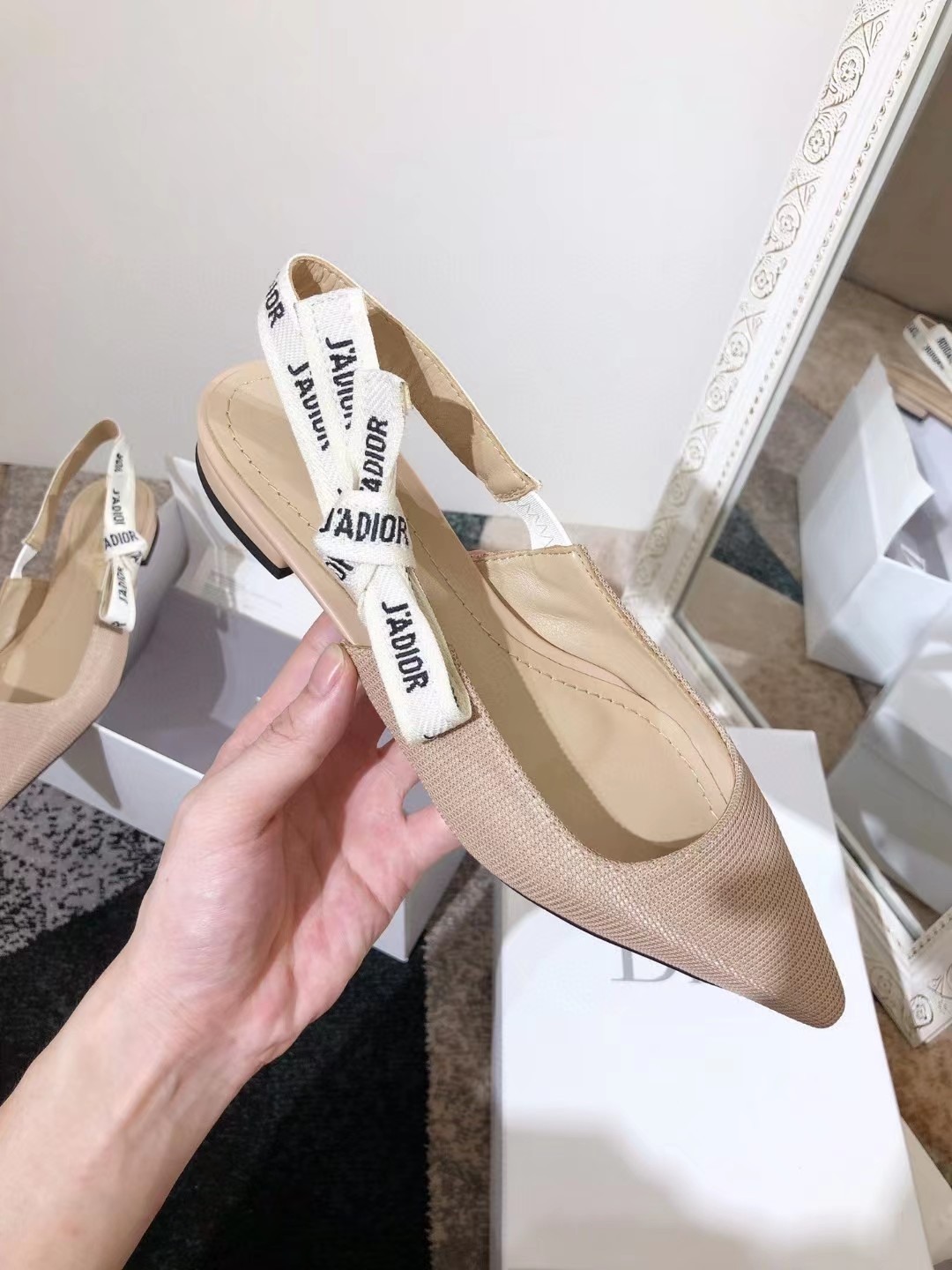 [TOP] Christian Dior J’adior Slingback High Heels - Beige