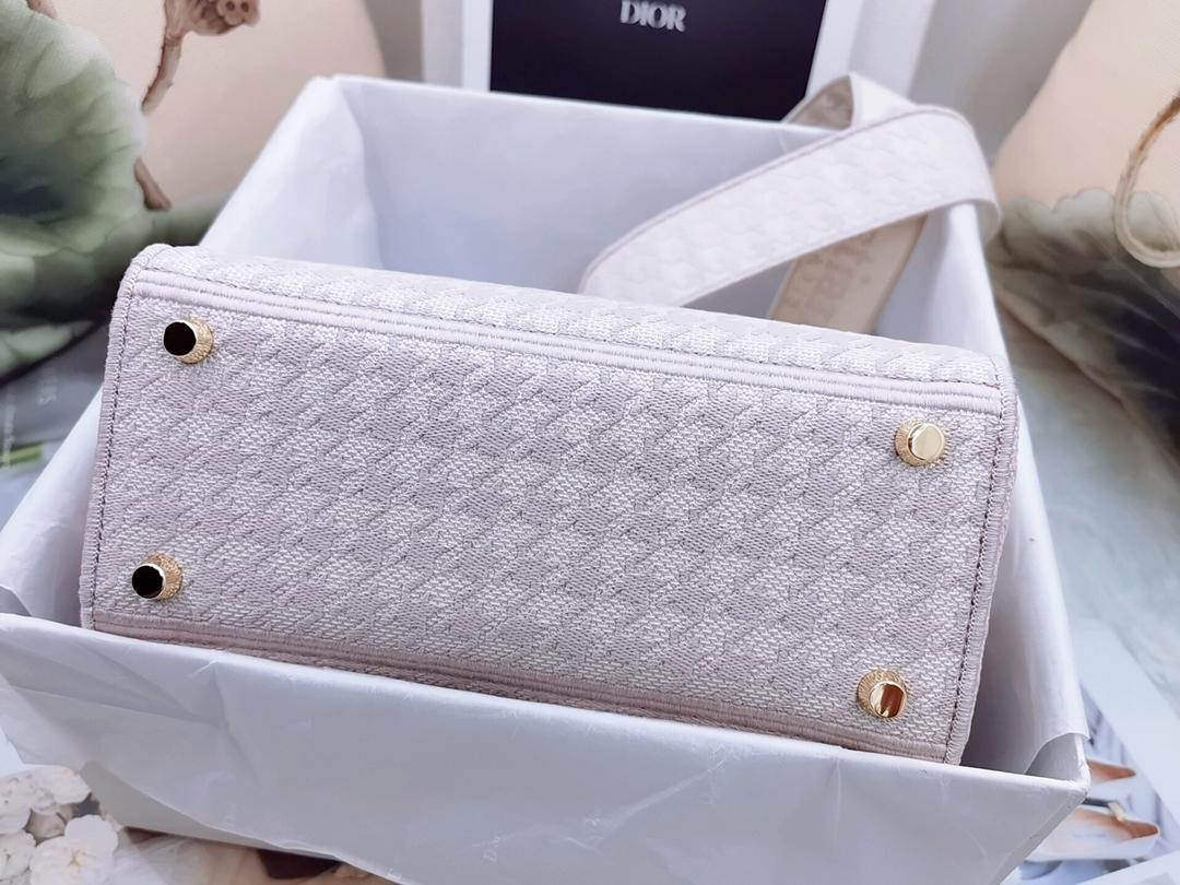 [Top] Christian Dior Lady Christian Dior Bag D-Lite Houndstooth - Rose Powder