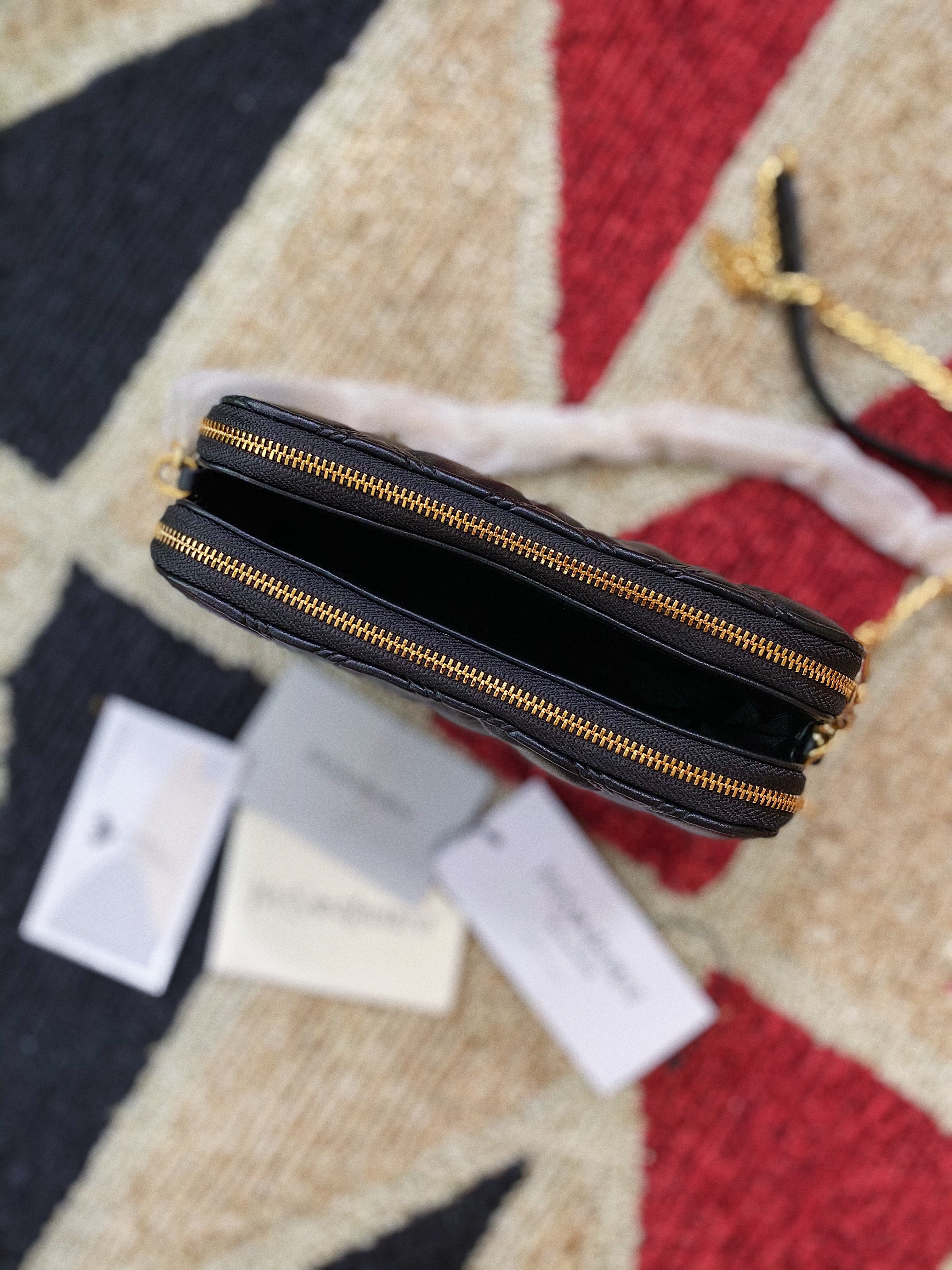 [TOP] Yves Saint Laurent YSL YSL Black Becky Double Zip Pouch
