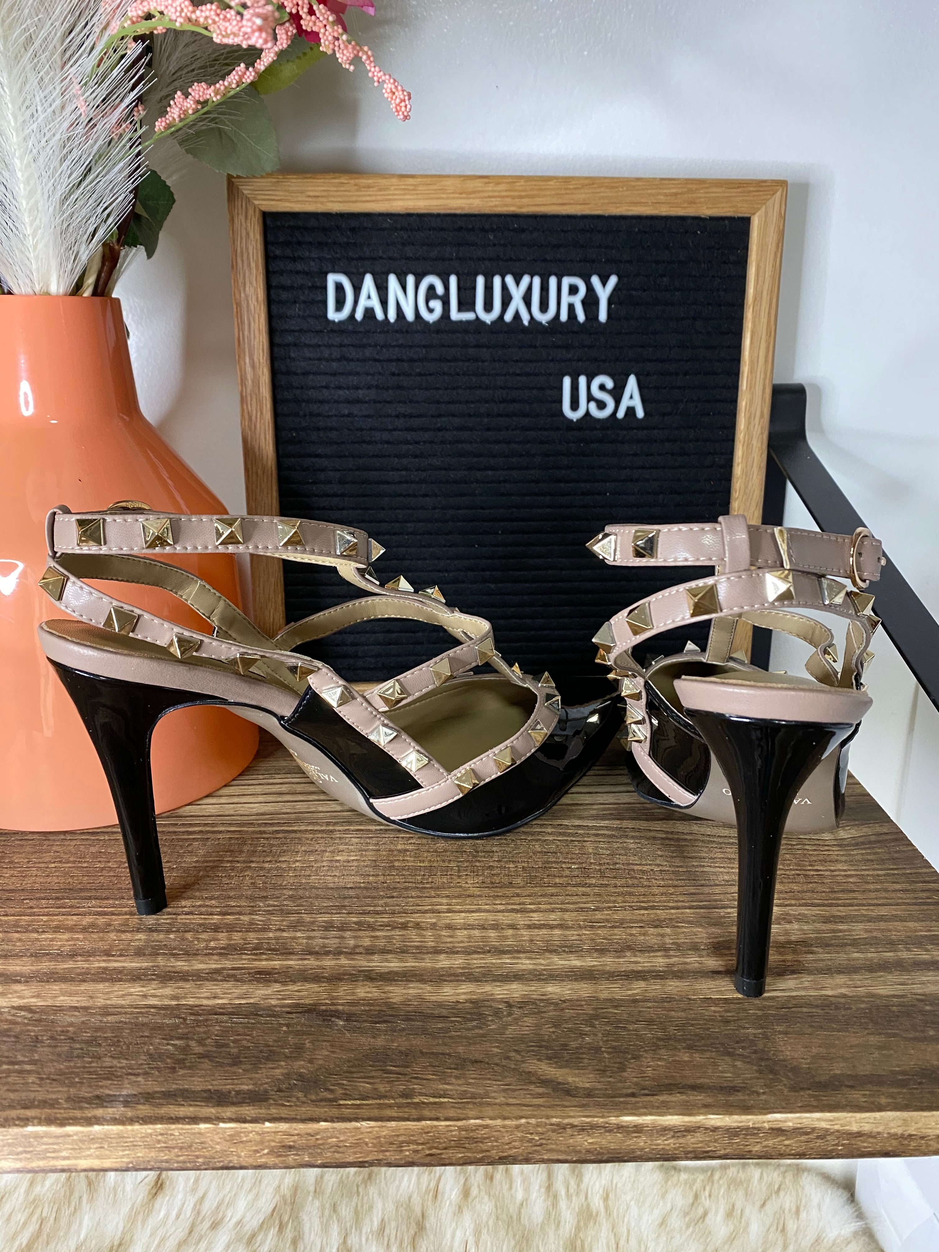 [TOP] VALENTINO  R0ckstud Slingback 100mm Pump - BLACK