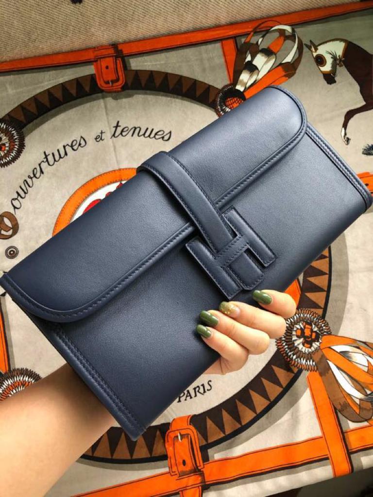 [TOP] HERMES Jige Elan 29 Clutch Swift - Navy Blue