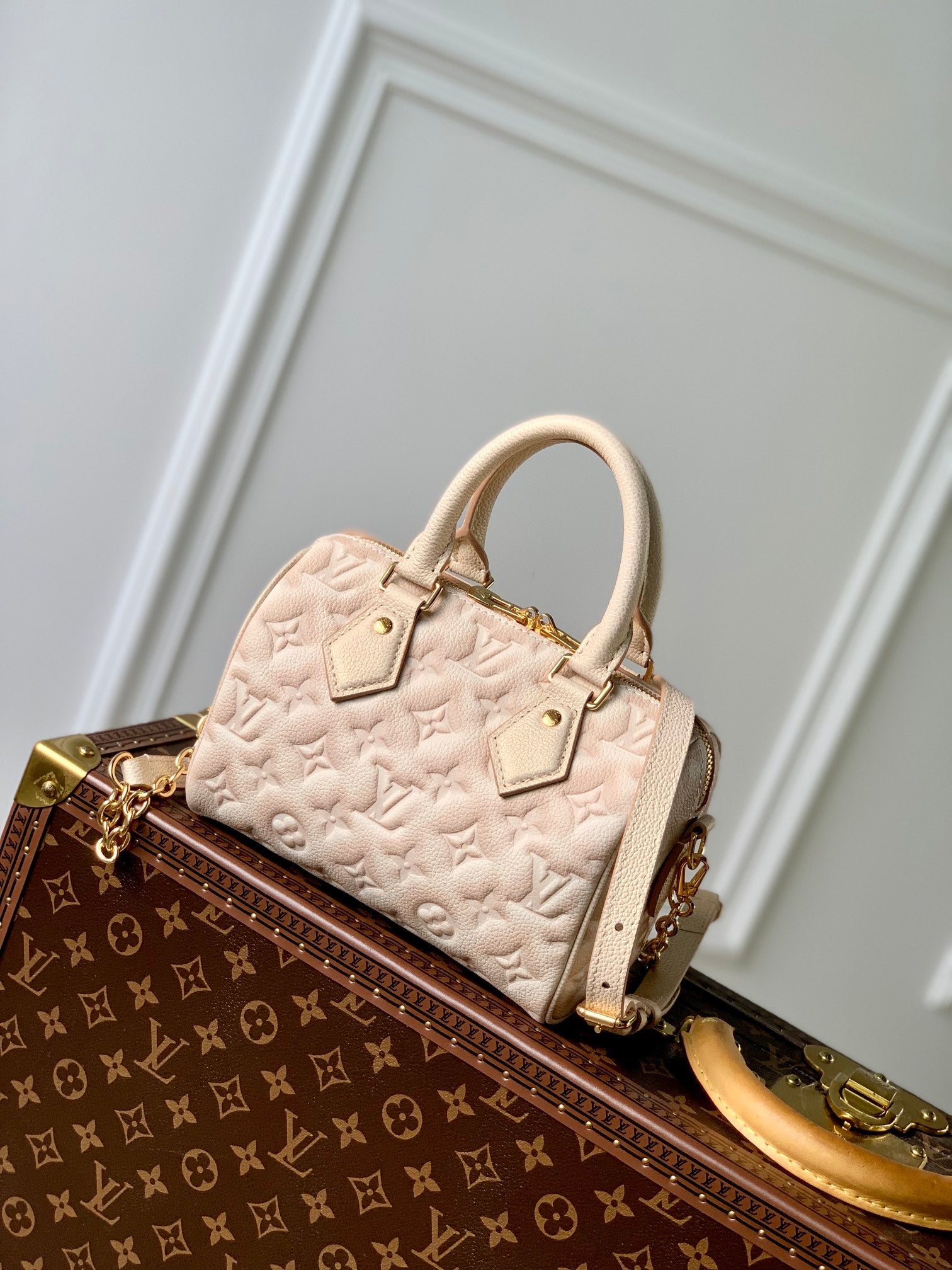 [TOP] Louis Vuitton LV  Speedy 20 Empreinte Stardust 20x13.5x12cm - Beige Clair