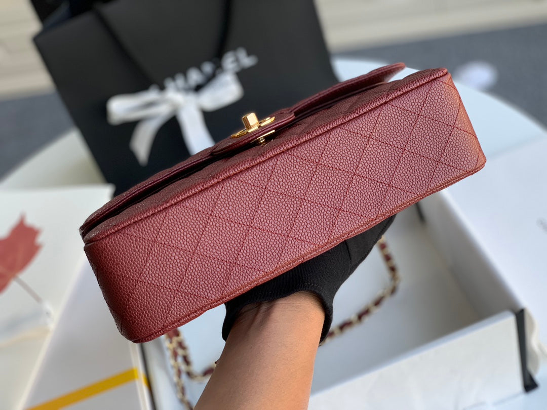 [TOP] CHANEL Classic Flap Bag Caviar Medium 25.5cm – Burgundy & GHW