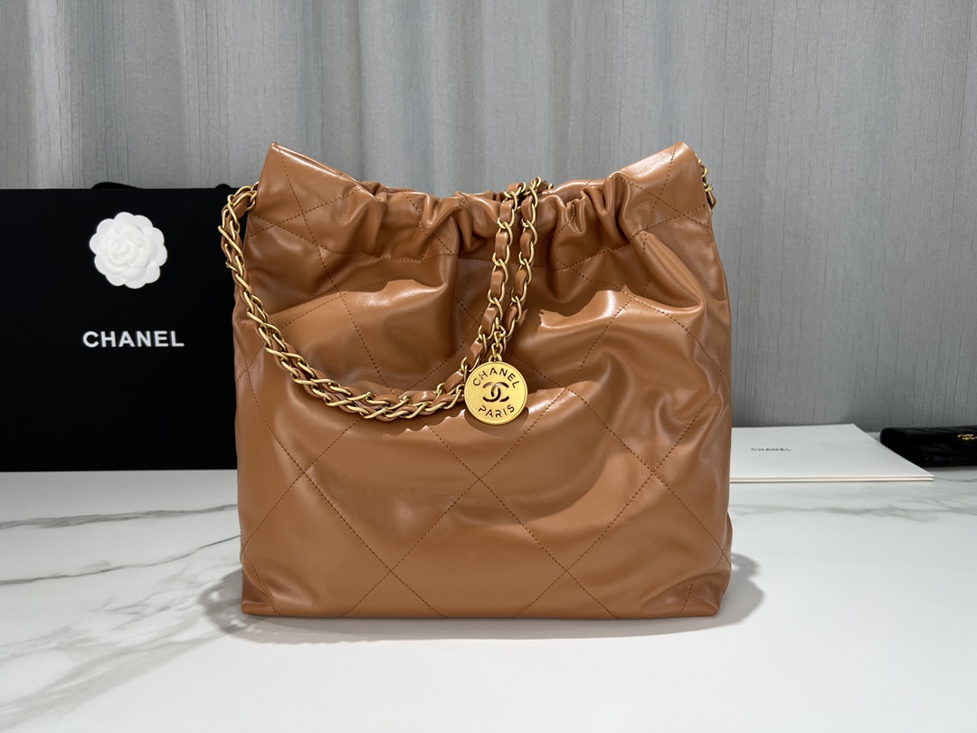 [TOP] CHANEL 22 Bag 35CM - GHW - Brown