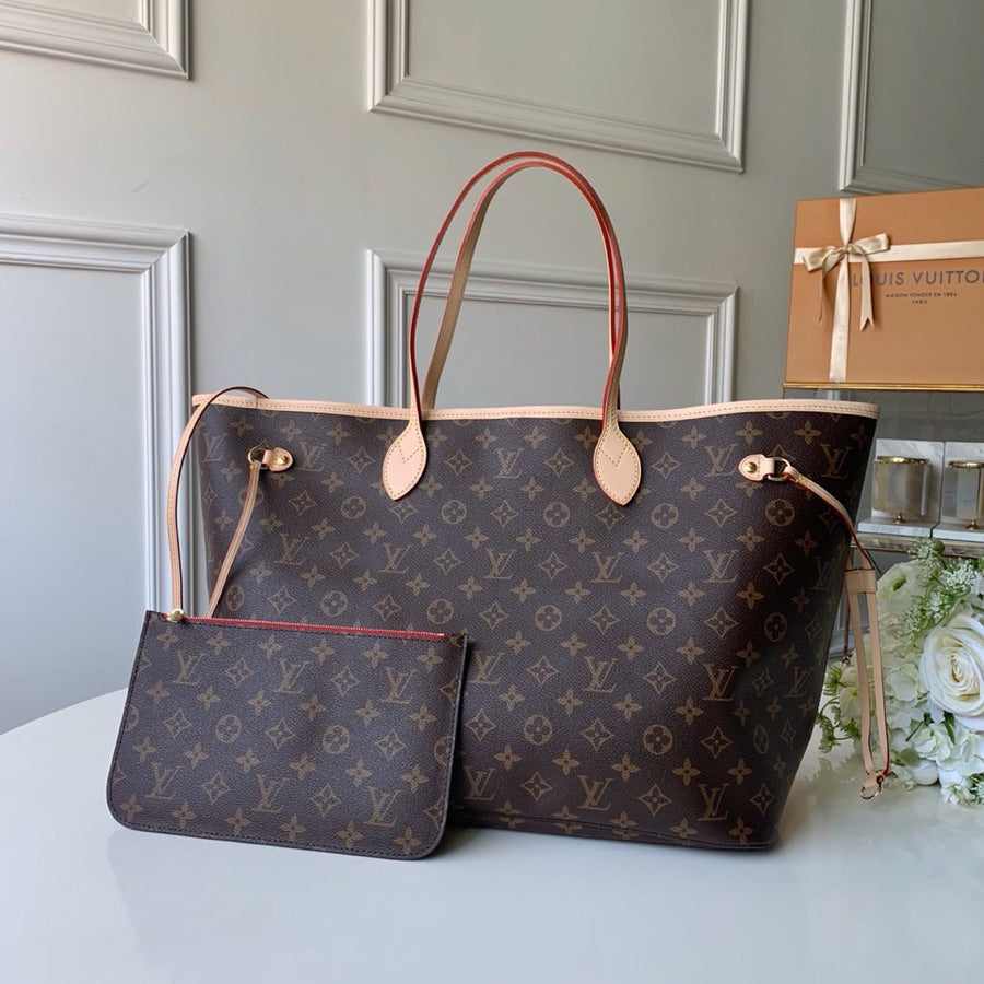 [TOP] Louis Vuitton LV  Neverfull GM Monogram Bag 39x33x20cm - Red