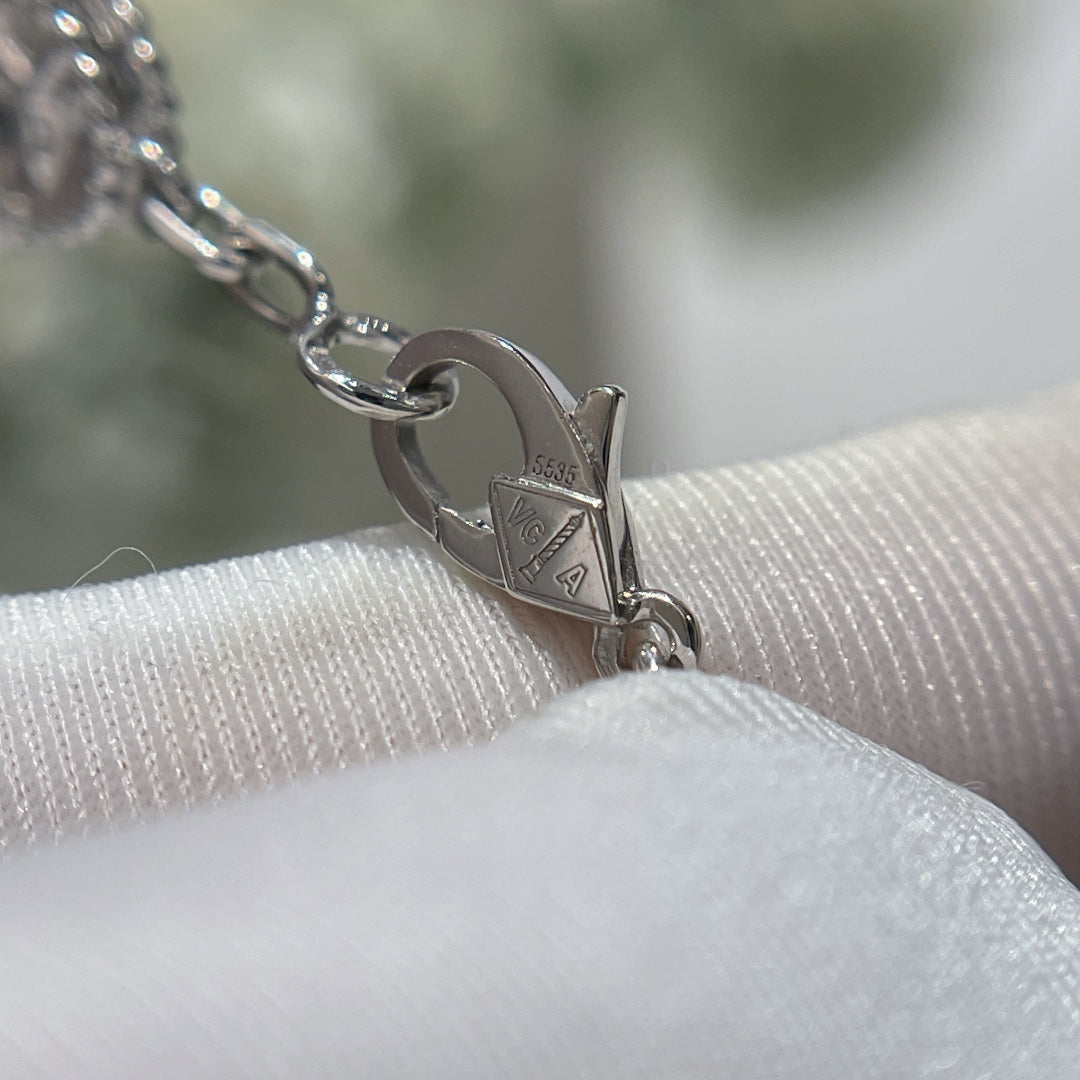 [TOP] Van Cleef & Arpels VCA Alhmabra 5 Motifs Stones Bracelet - Silver