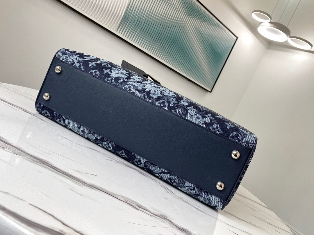 [TOP] Louis Vuitton LV Grand Sac Denim Tote 42x34x14cm-Blue