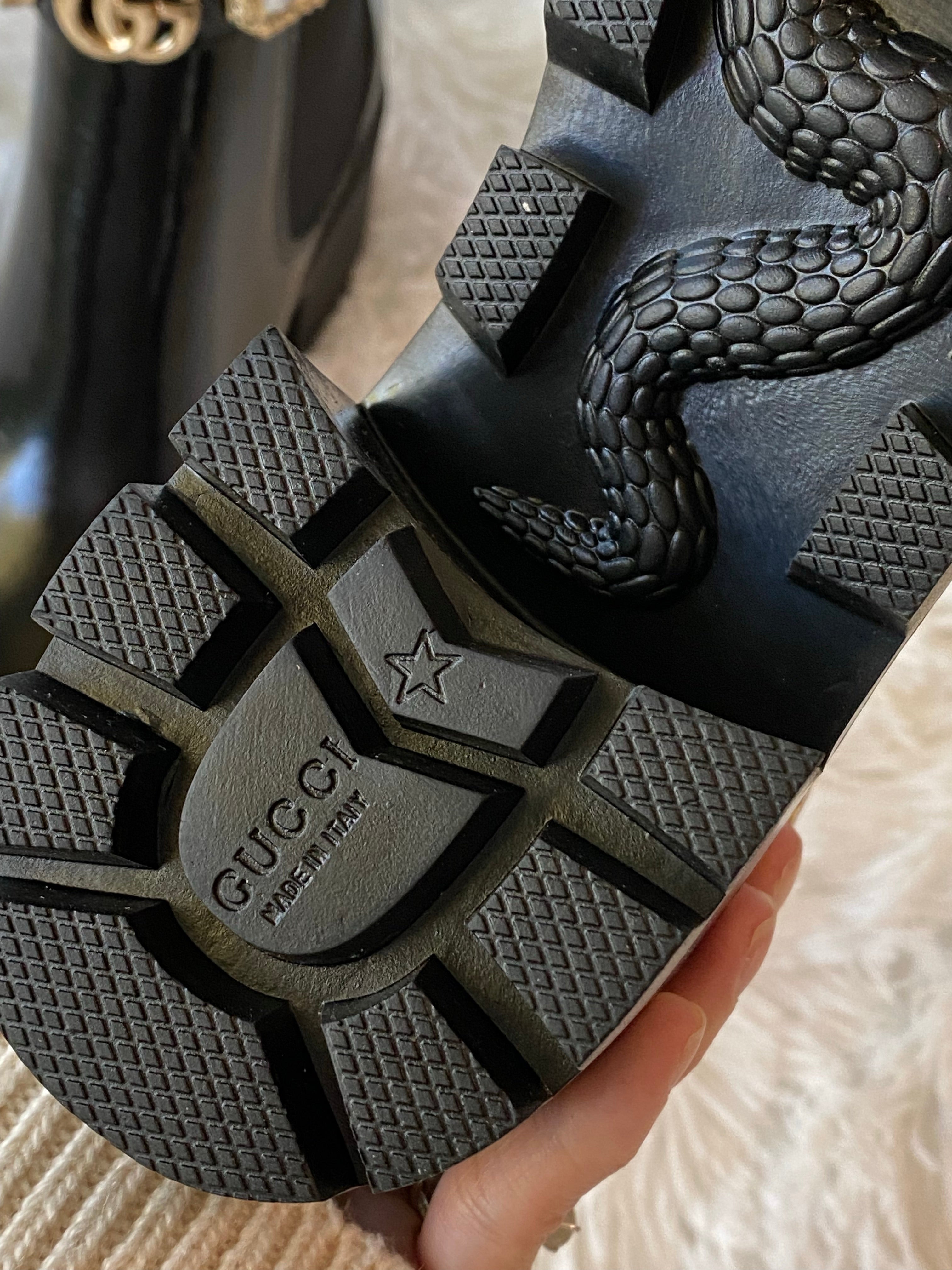 [TOP] GUCCI Ankle Gems Boots - Black