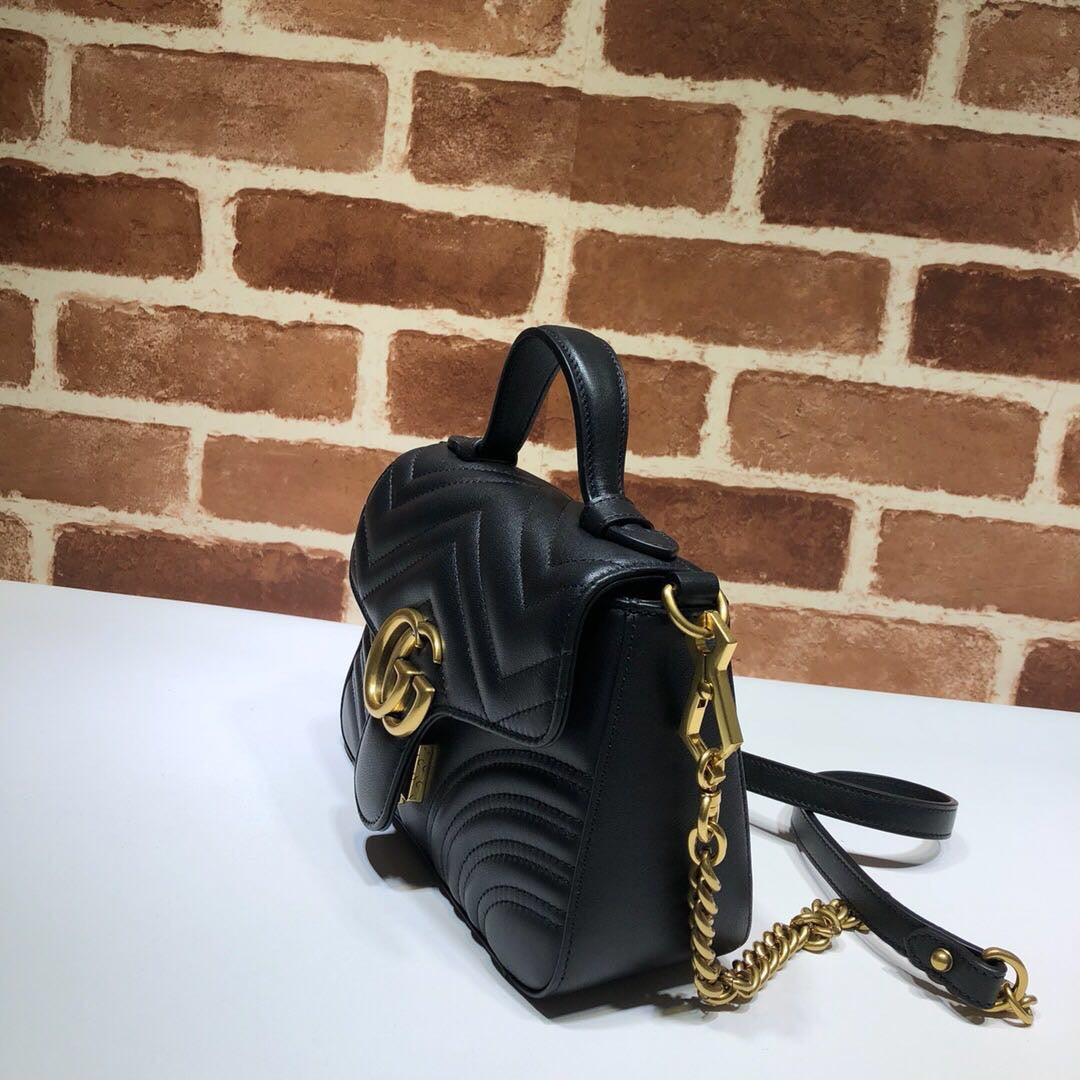 [TOP] GUCCI  Marmont Bag Top Handle Small 27*13.5*10 - BLACK