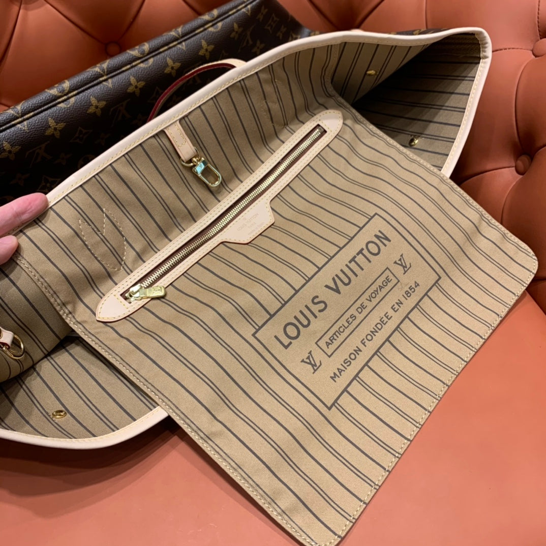 [TOP] Louis Vuitton LV  Neverfull GM Monogram Bag - Tan