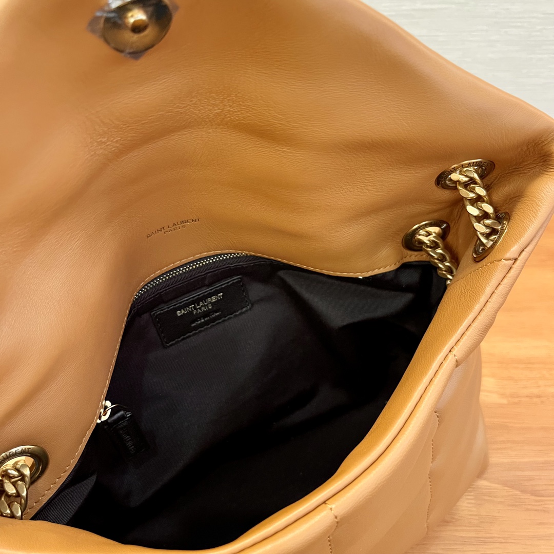 [TOP] Yves Saint Laurent YSL Loulou Puffer Shoulder Bag - Brown