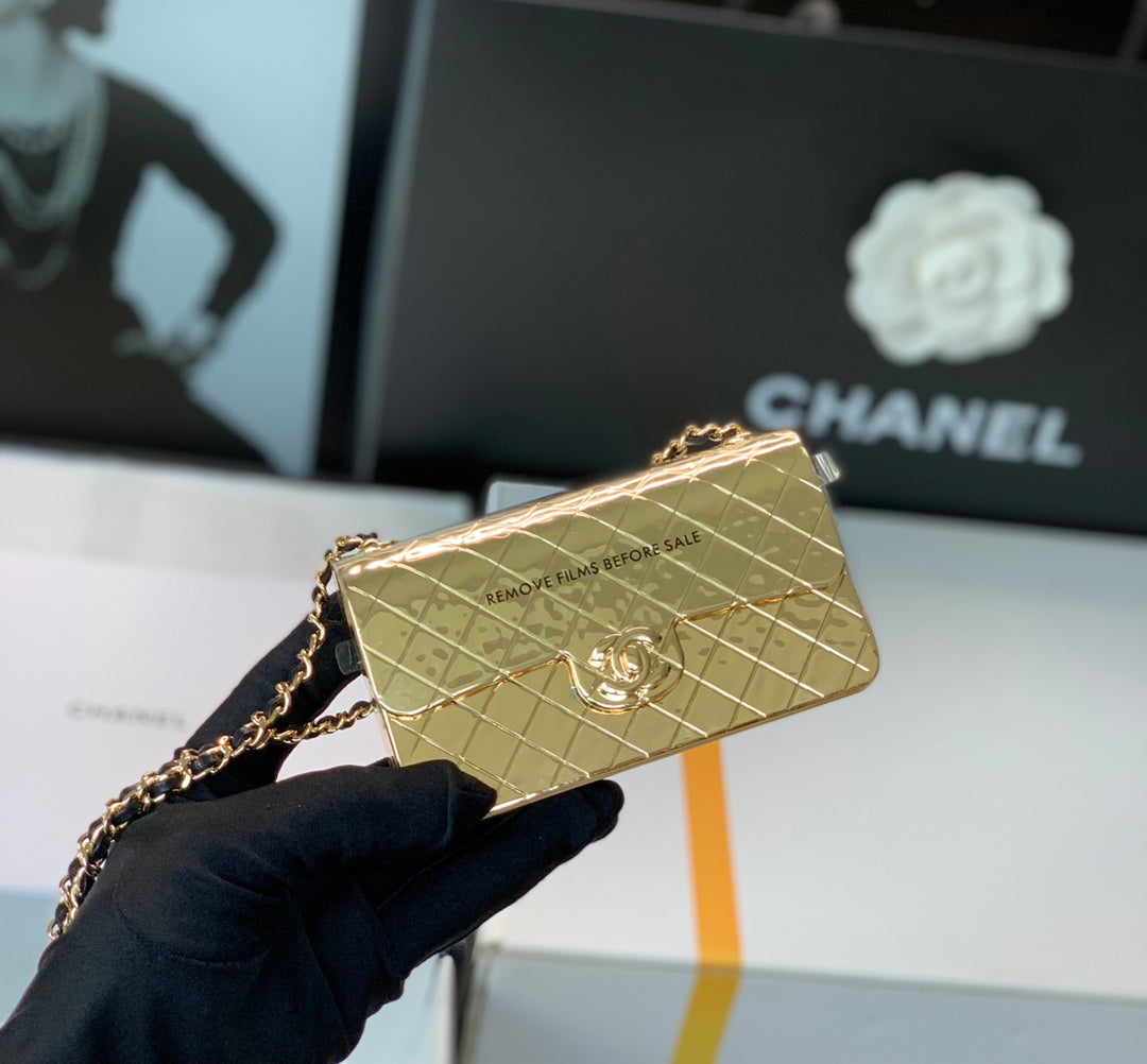 [TOP] CHANEL Evening Bag Metal Mini 12x7x5cm - Gold