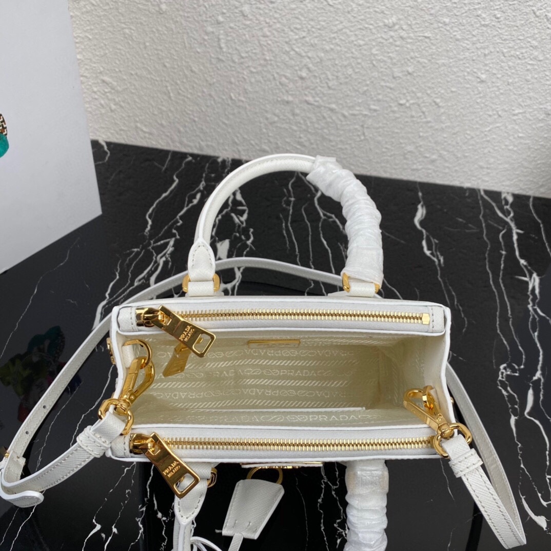 [TOP] PRADA Galleria Mini Saffiano Bag 20x15x9.5cm - White