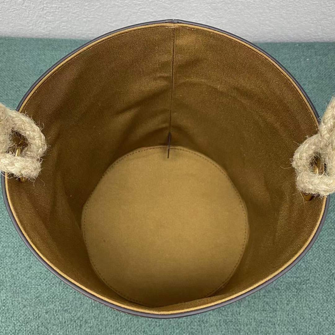 [TOP] CELINE Bucket Corde In Triomphe Canvas Print And Calfskin - Tan