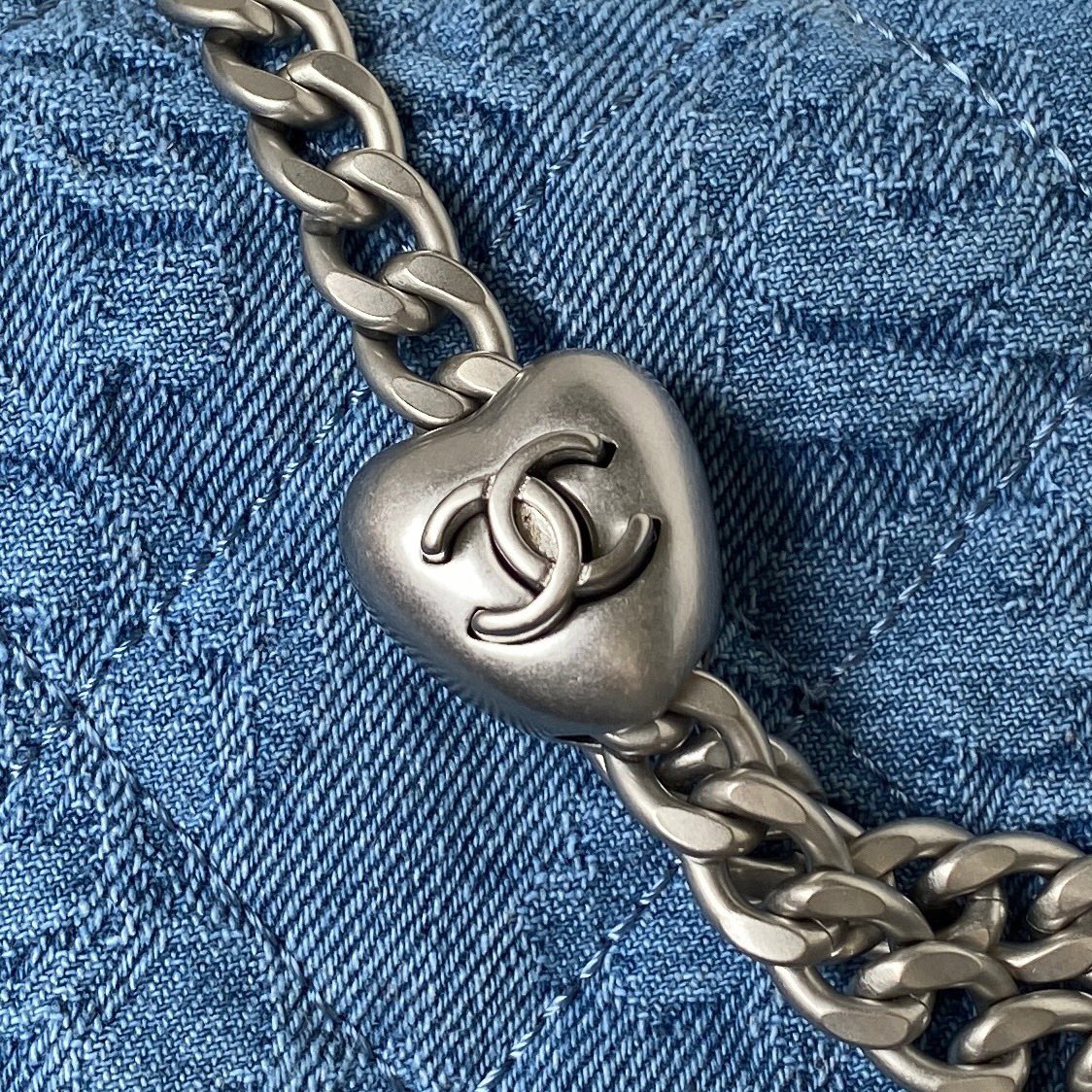 [TOP] CHANEL Cowboy Classic Flap Bag 14X20x8cm/19X24x9cm - SHW - Blue