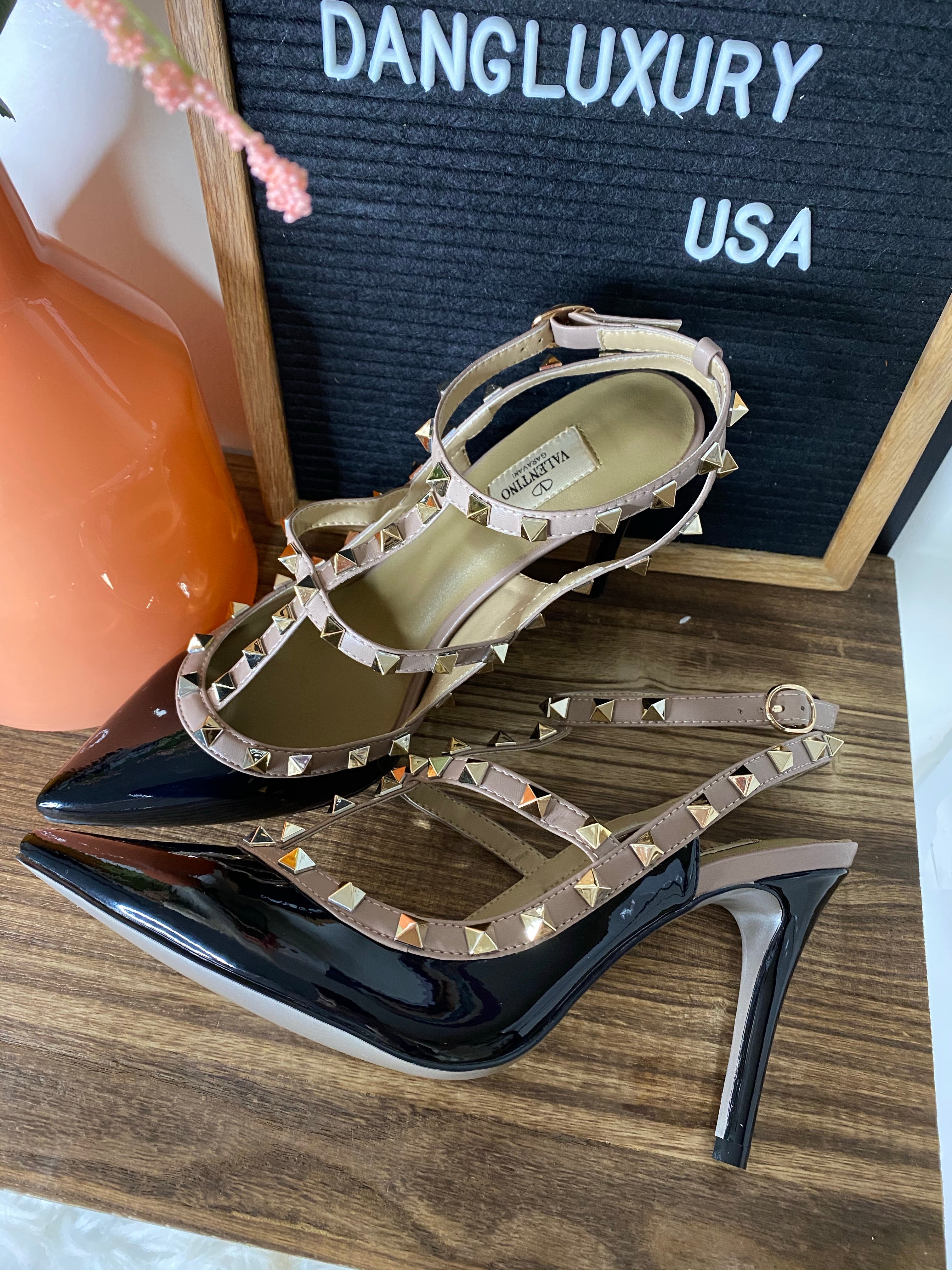 [TOP] VALENTINO  R0ckstud Slingback 100mm Pump - BLACK