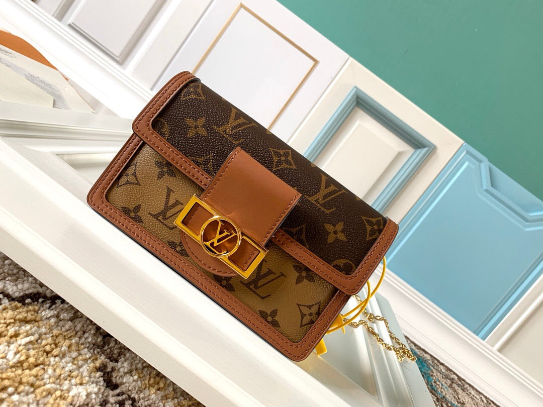[TOP] Louis Vuitton LV Dauphine Chain Wallet Reverse Monogram Purse
