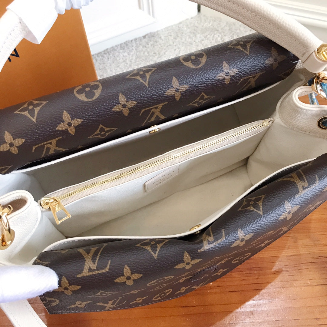 [TOP] Louis Vuitton LV L*V Double V Top Handle Bag 28×19×16.5CM- Cream