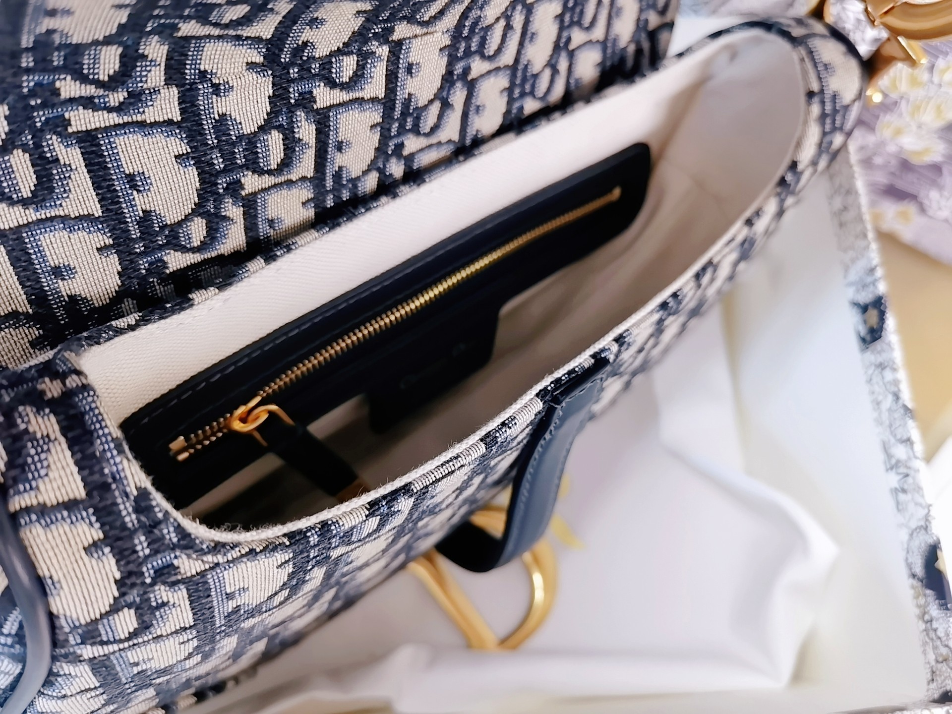 [TOP] Christian Dior Saddle Bag with Strap Jacquard 25.5 x 20 x 6.5cm - GHW