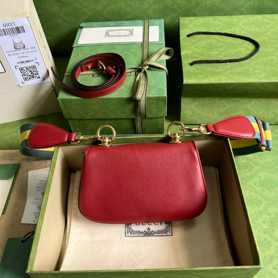 [TOP] GUCCI G*G Blondie Mini Leather Bag 22x13x5.5cm - Red