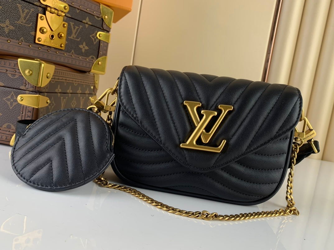 [TOP] Louis Vuitton LV L*V Multi Pochette Small New Wave 21X12X3cm- Black