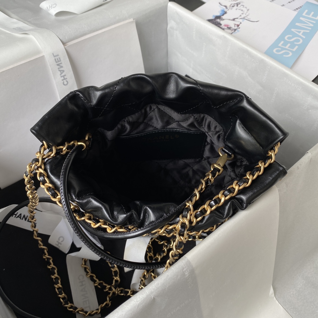 [TOP] CHANEL Mini 22 Bag 19cm - GHW - Black