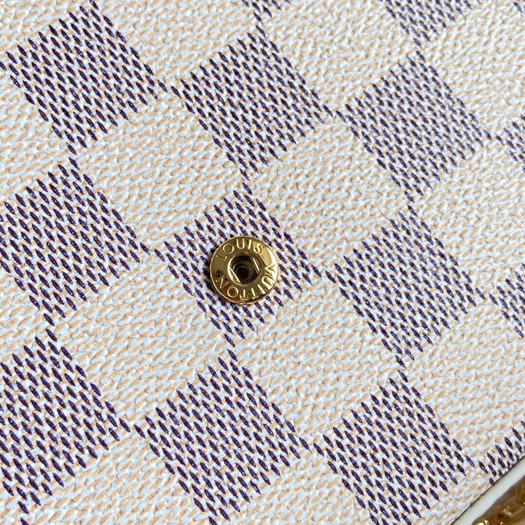 [TOP] Louis Vuitton LV £V Felicie Pochette Damier Azur 21X12X3cm - Pink