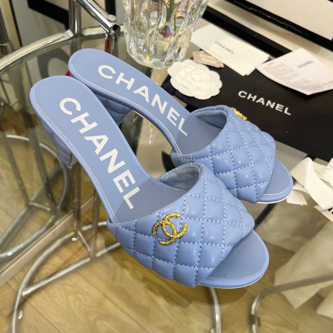 [TOP] CHANEL mules lambskin - Light Purple