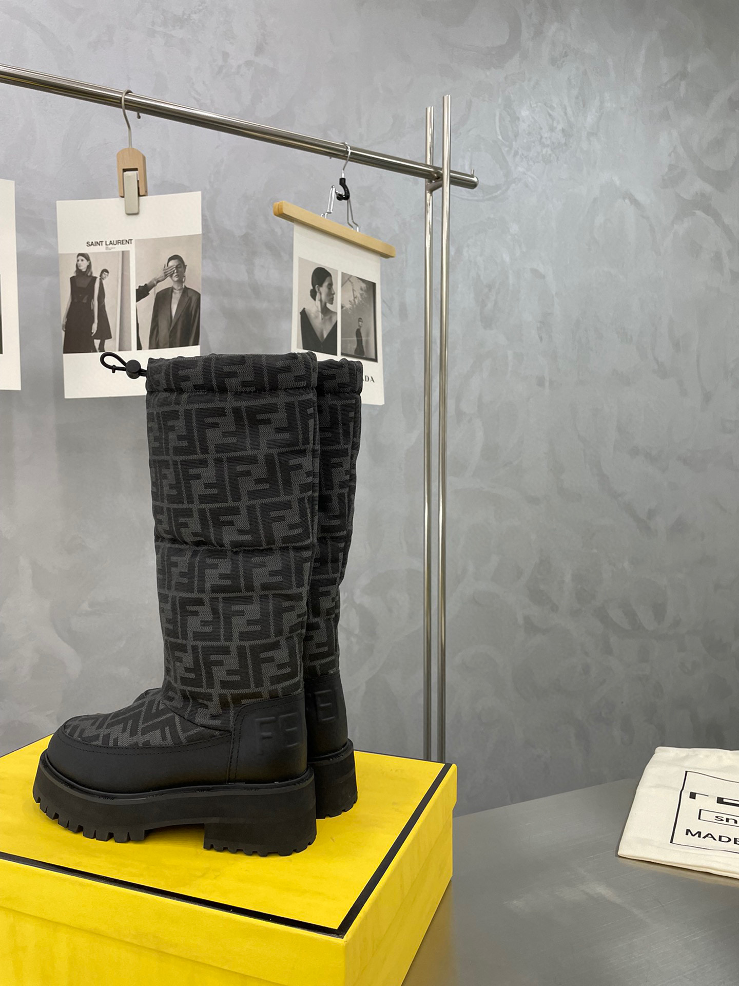 [TOP] FENDI Monogram Quilted Boots
