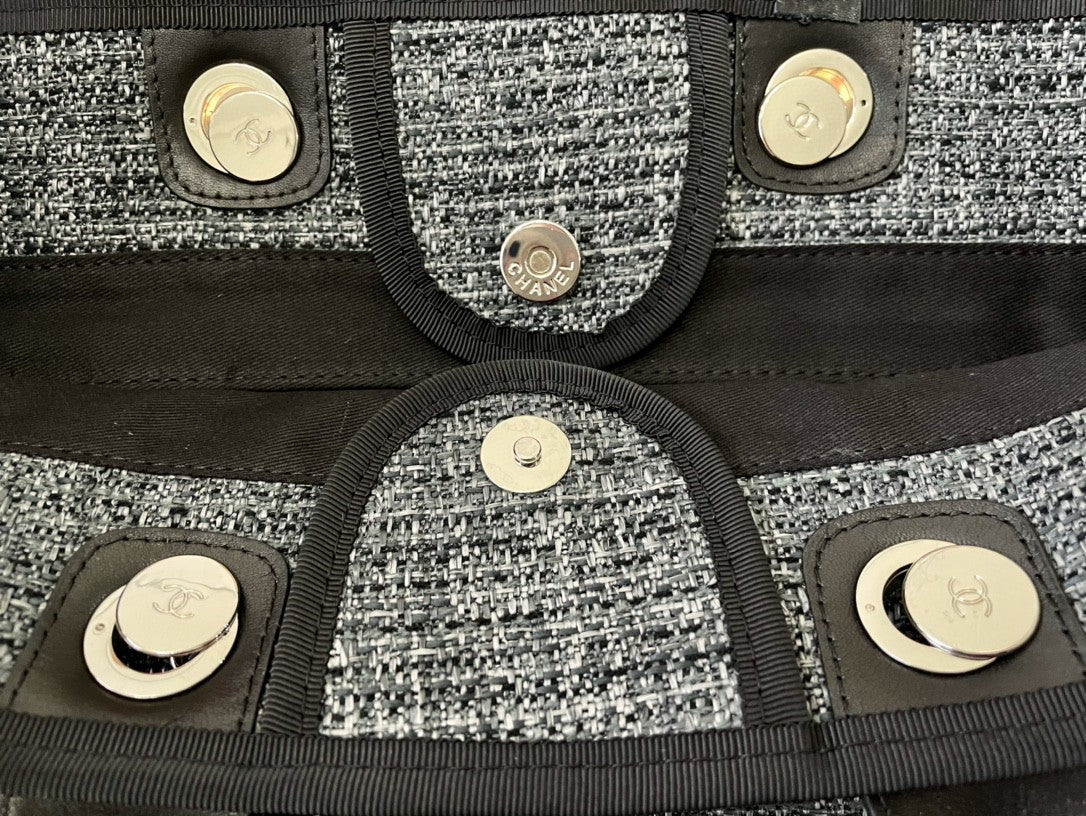 [TOP] CHANEL Deauville Top Handle Tote 39×30×22cm - Charcoal