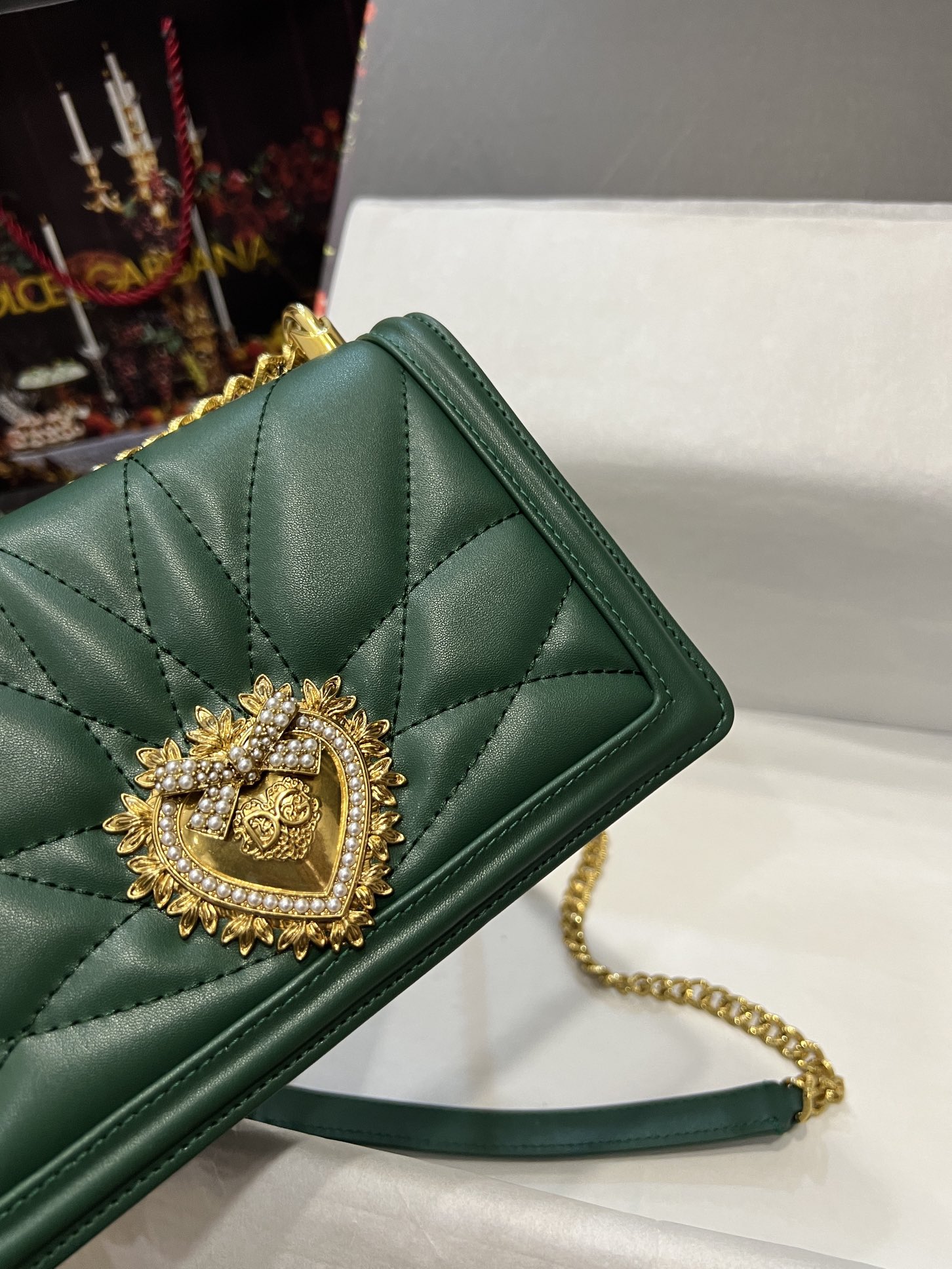 [TOP] Dolce & Gabbana D&G Nappa Leather Devotion Bag 21cm/26cm - Green