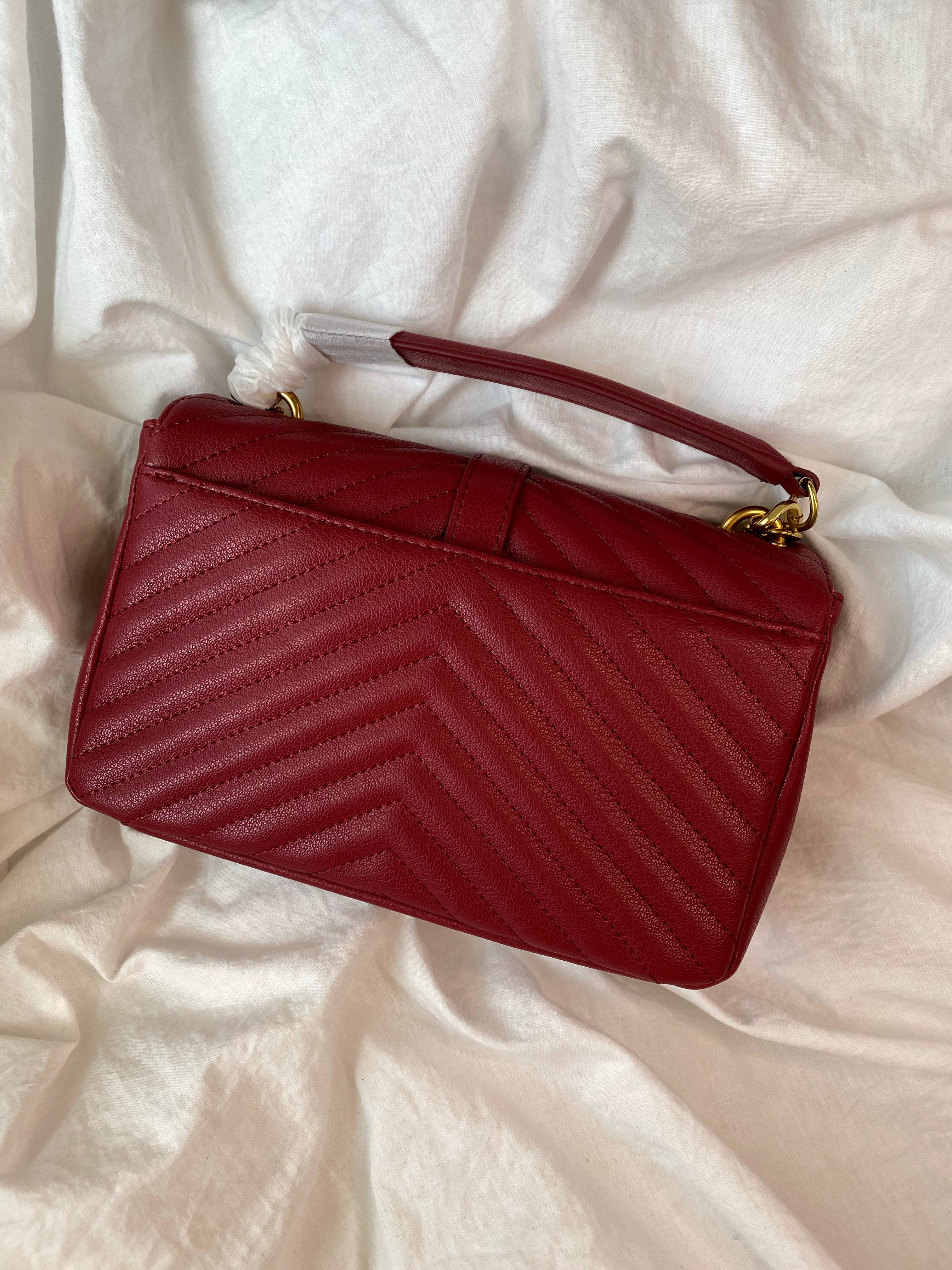 [TOP] Yves Saint Laurent YSL College Medium Bag - Red with GHW