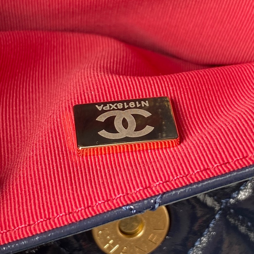 [TOP] CHANEL Wax Skin Hobo Bag 27×31×8cm - GHW - Blue