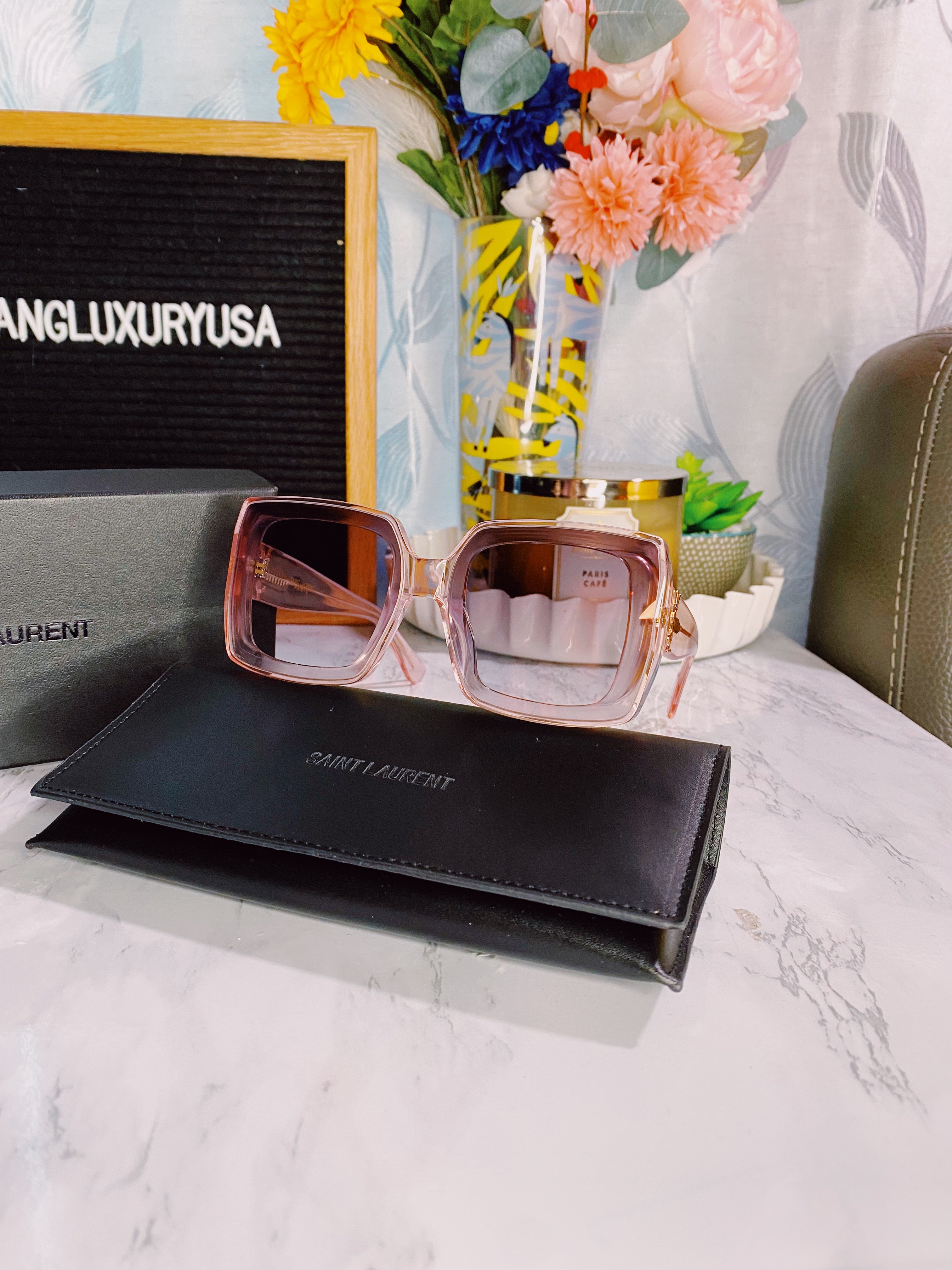 [TOP] Yves Saint Laurent YSL YSL Clear Sunglasses - Pink