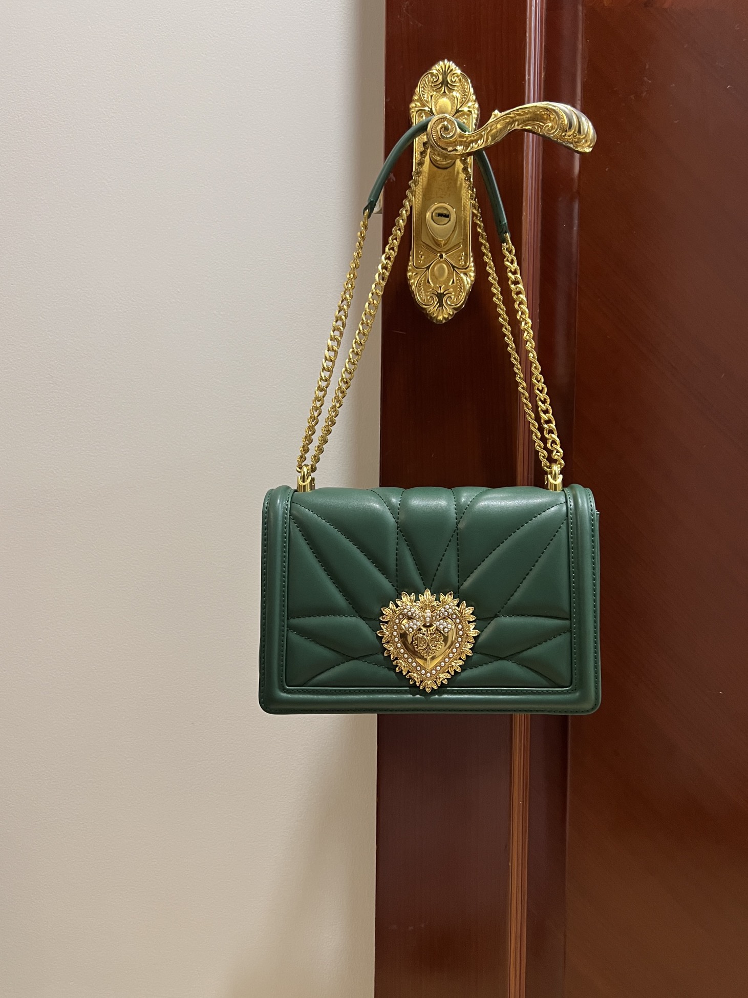 [TOP] Dolce & Gabbana D&G Nappa Leather Devotion Bag 21cm/26cm - Green