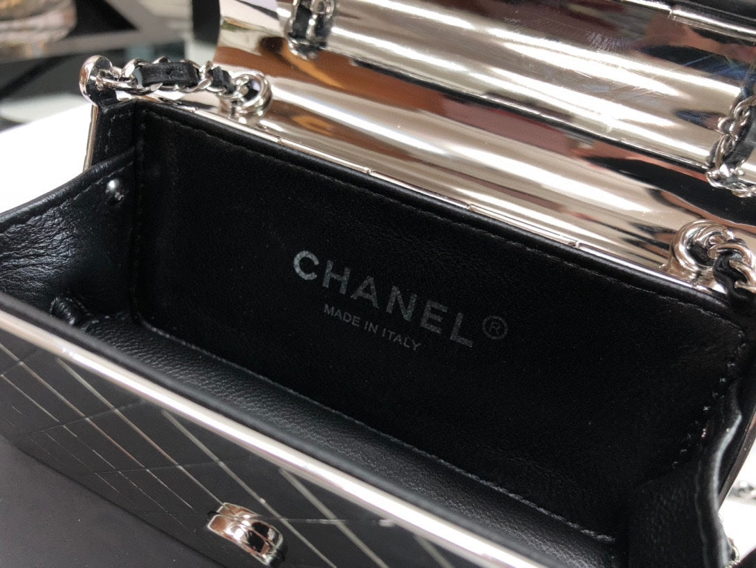 [TOP] CHANEL Evening Bag Metal  Mini 12x7x5cm - Silver