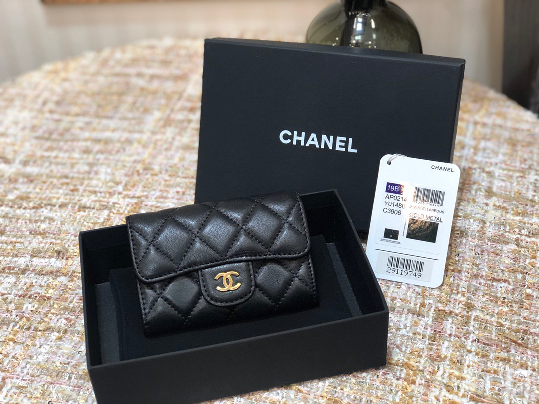 [TOP]CHANEL Classic Flap Cardholder Black 11x7cm - 4 Types