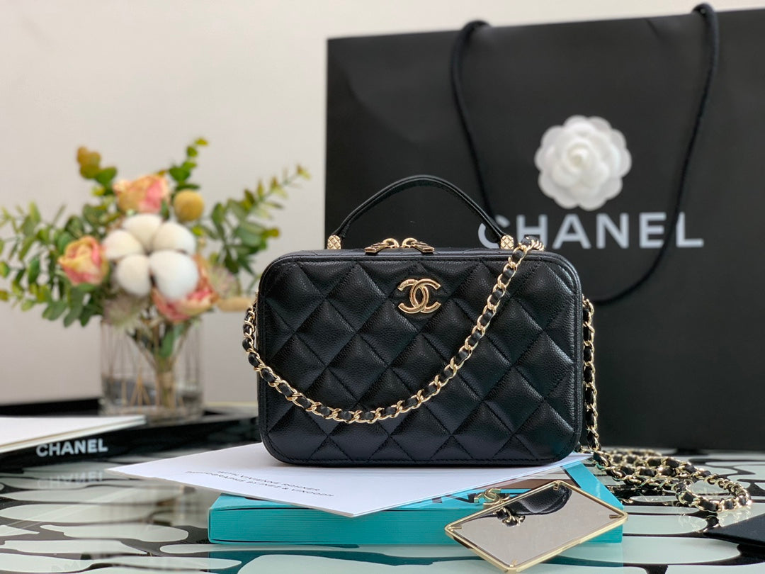 [TOP] CHANEL Vanity With Pull Out Mirror Small  - Black