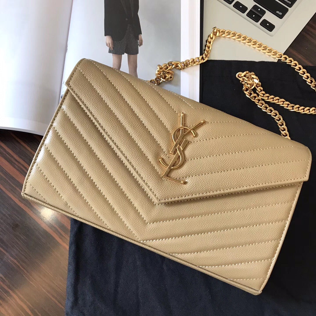 [TOP] Yves Saint Laurent YSL YSL Wallet On Chain - BEIGE