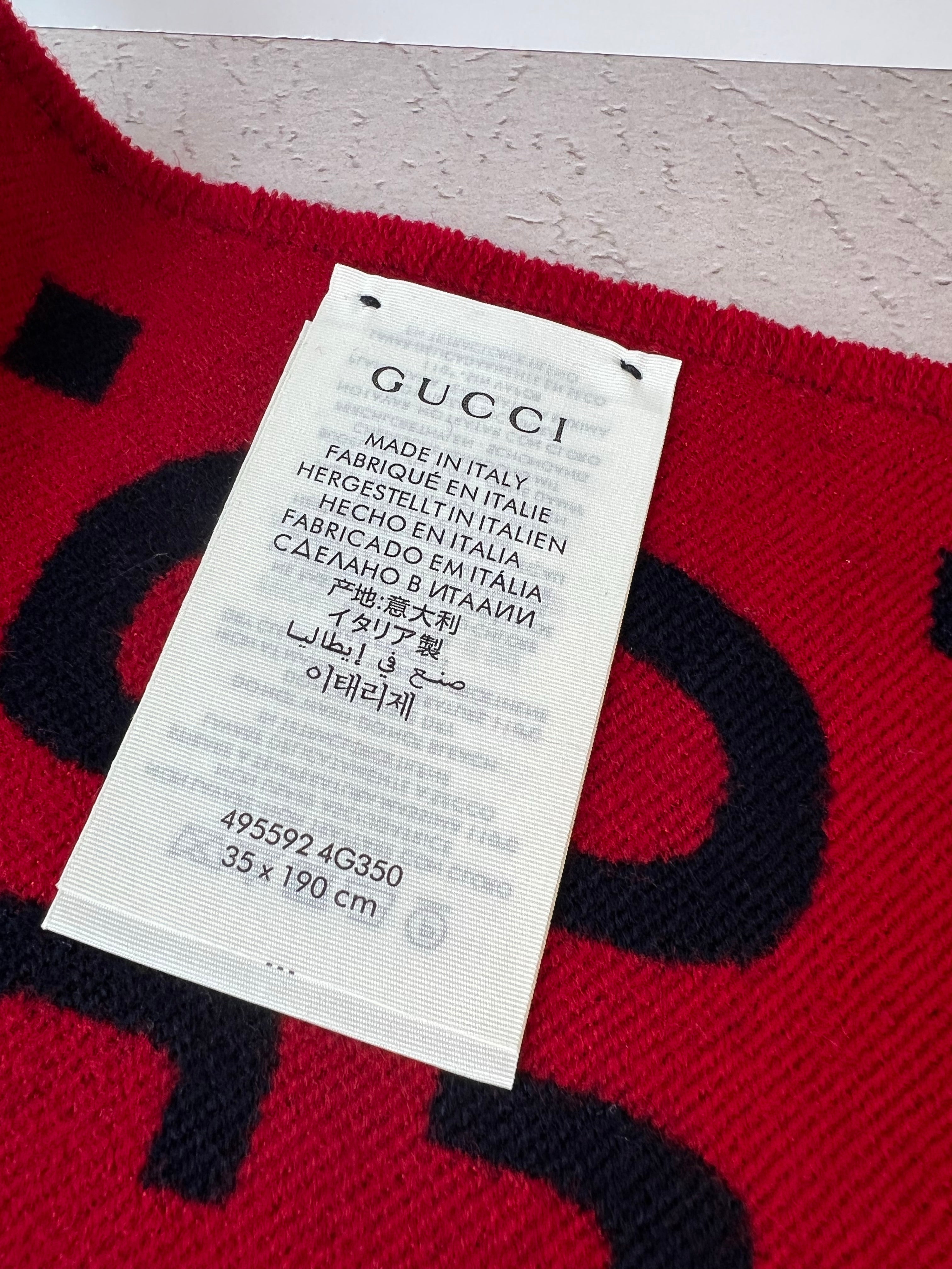 [TOP] GUCCI 2 Tones Scarf - Red + Blue