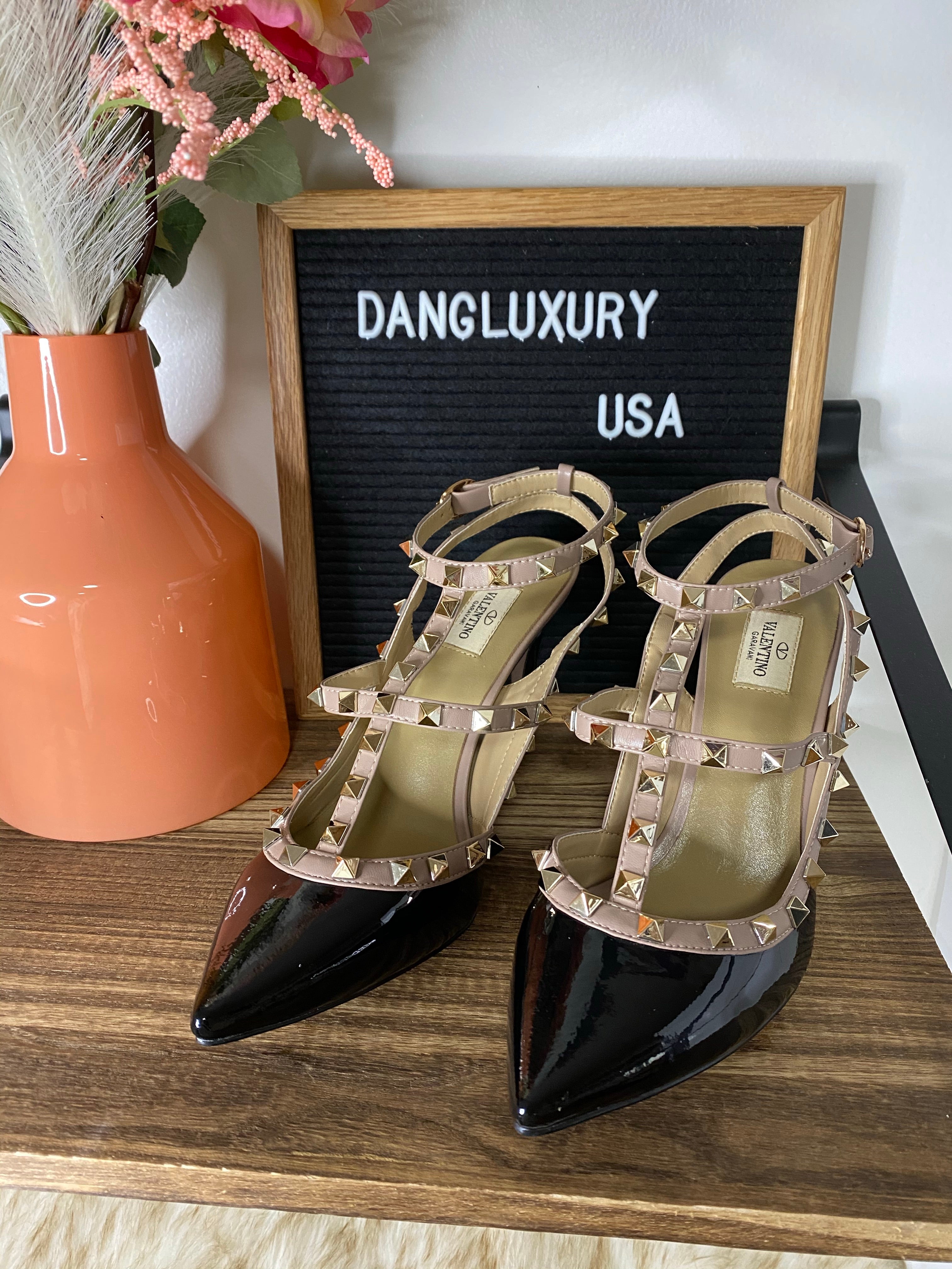 [TOP] VALENTINO  R0ckstud Slingback 100mm Pump - BLACK