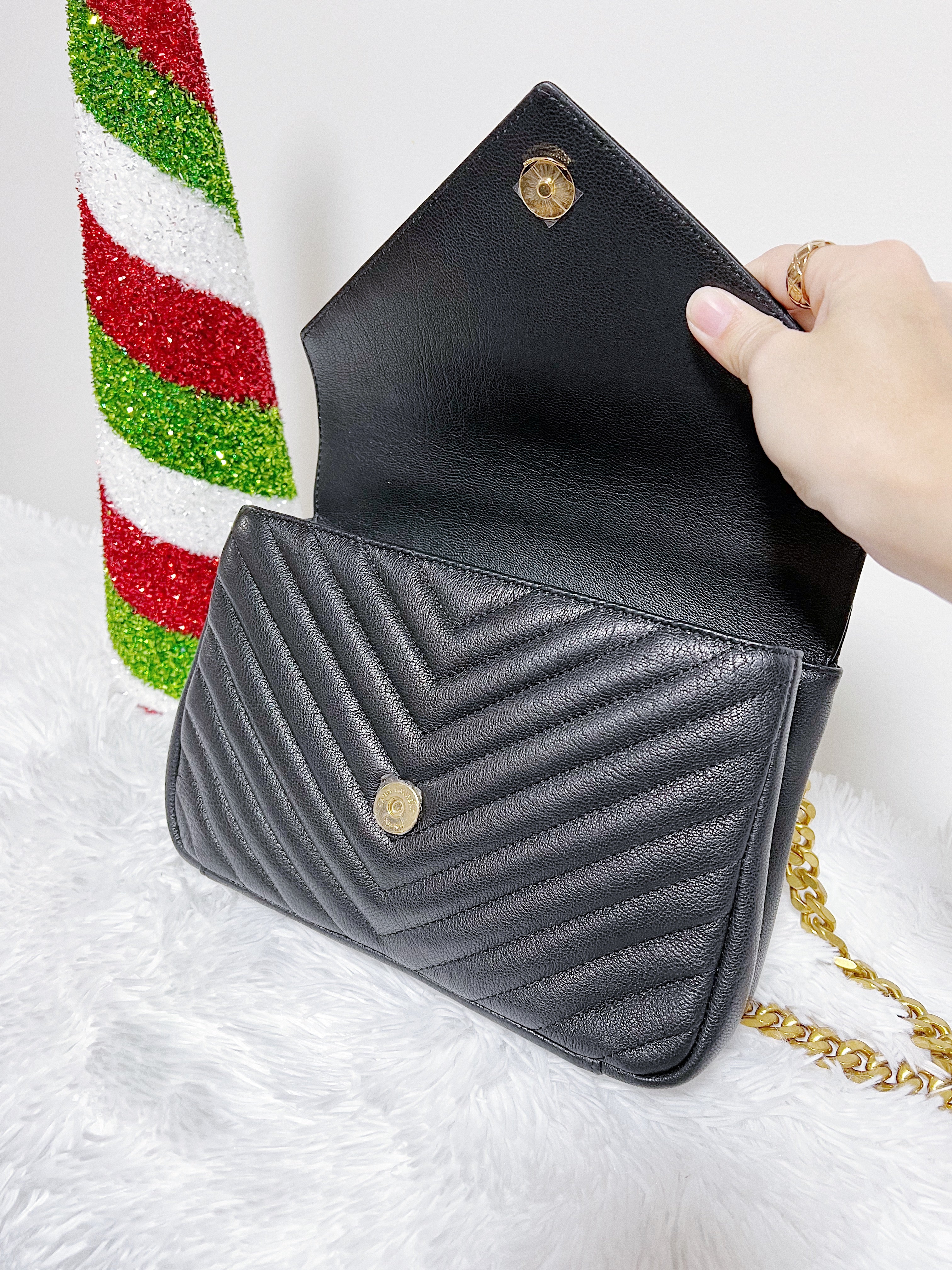 [TOP] Yves Saint Laurent YSL College Small Bag - Black w GHW