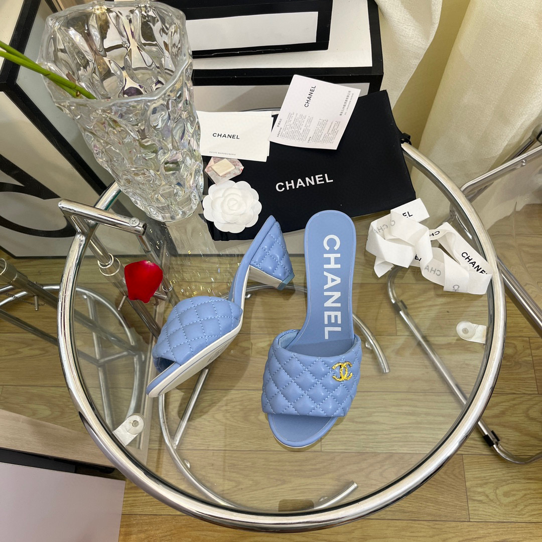 [TOP] CHANEL mules lambskin - Light Purple