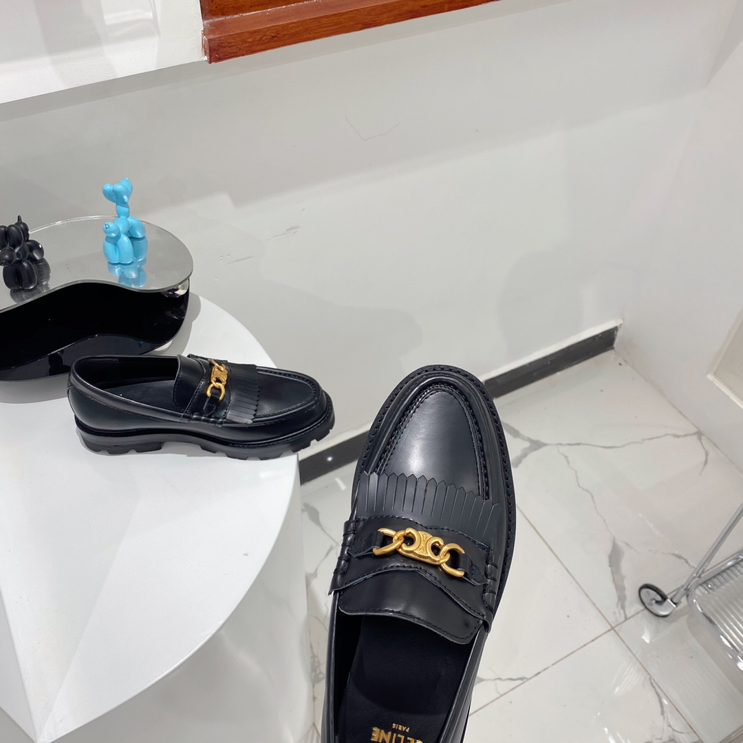 [TOP] CELINE Cowhide Leather Shoes - Black - Cline