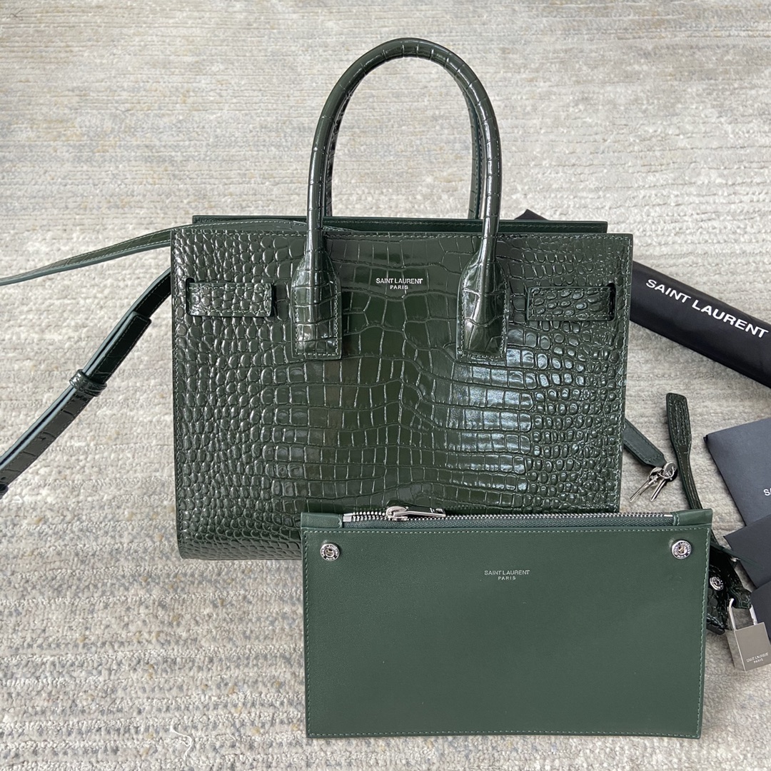 [TOP] Yves Saint Laurent YSL Sac De Jour Crocodile Handbag