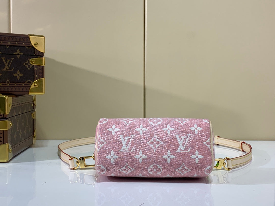 [TOP] Louis Vuitton LV  Denim Monogram Speedy 20 Bag 20x13.5x12cm  - Pink